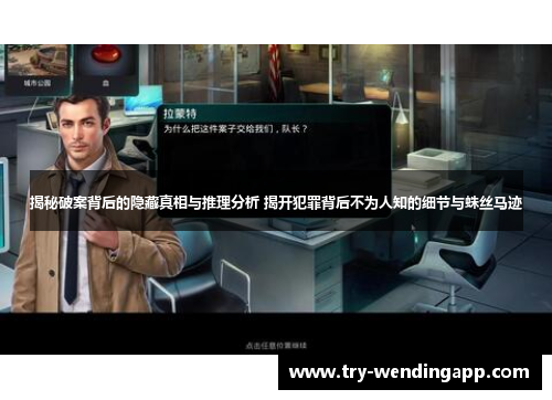 揭秘破案背后的隐藏真相与推理分析 揭开犯罪背后不为人知的细节与蛛丝马迹 揭秘破案背后的隐藏真相与推理分析 揭开犯罪背后不为人知的细节与蛛丝马迹